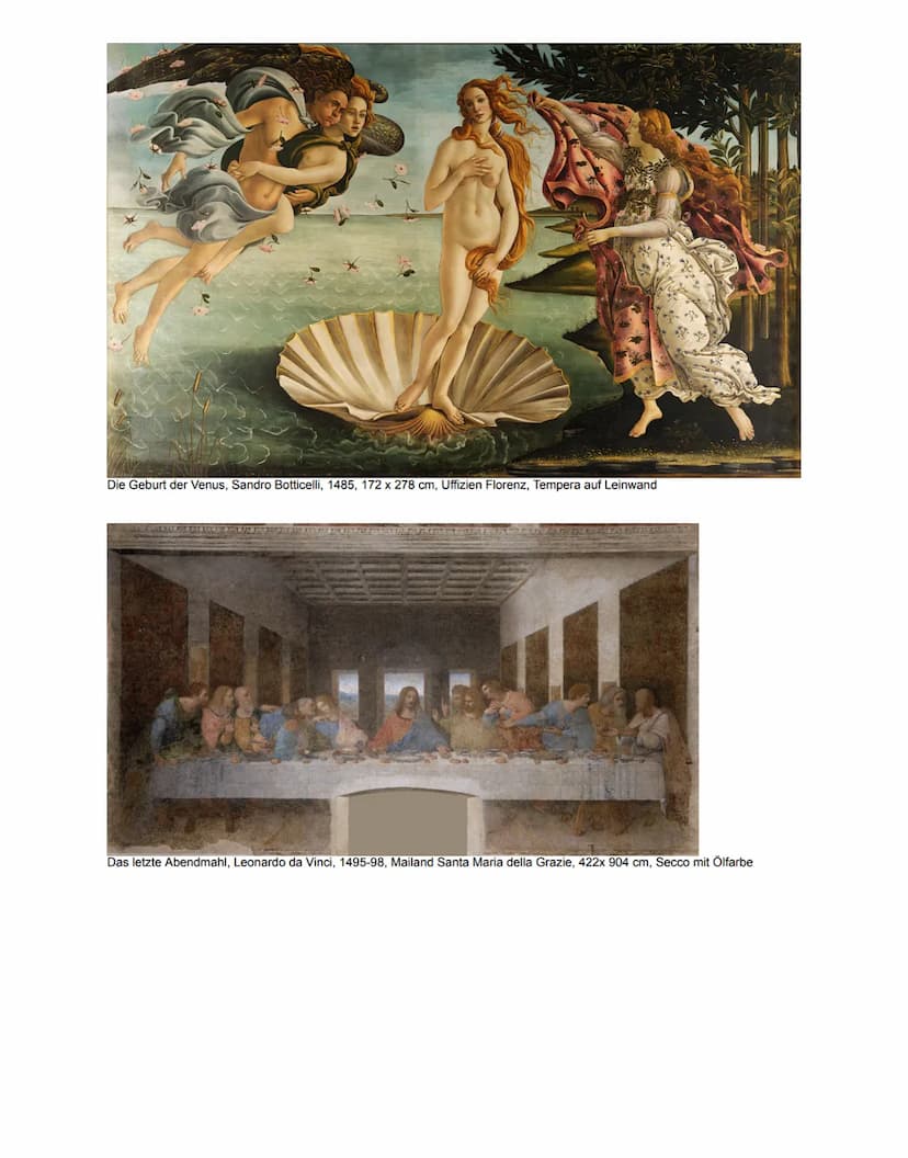 Renaissance 1420-1600 n. Chr.
Frührenaissance (1420-1500): Filippo Brunelleschi, Masaccio, Fra Angelico, Piero della Francesca, Sandro Botti