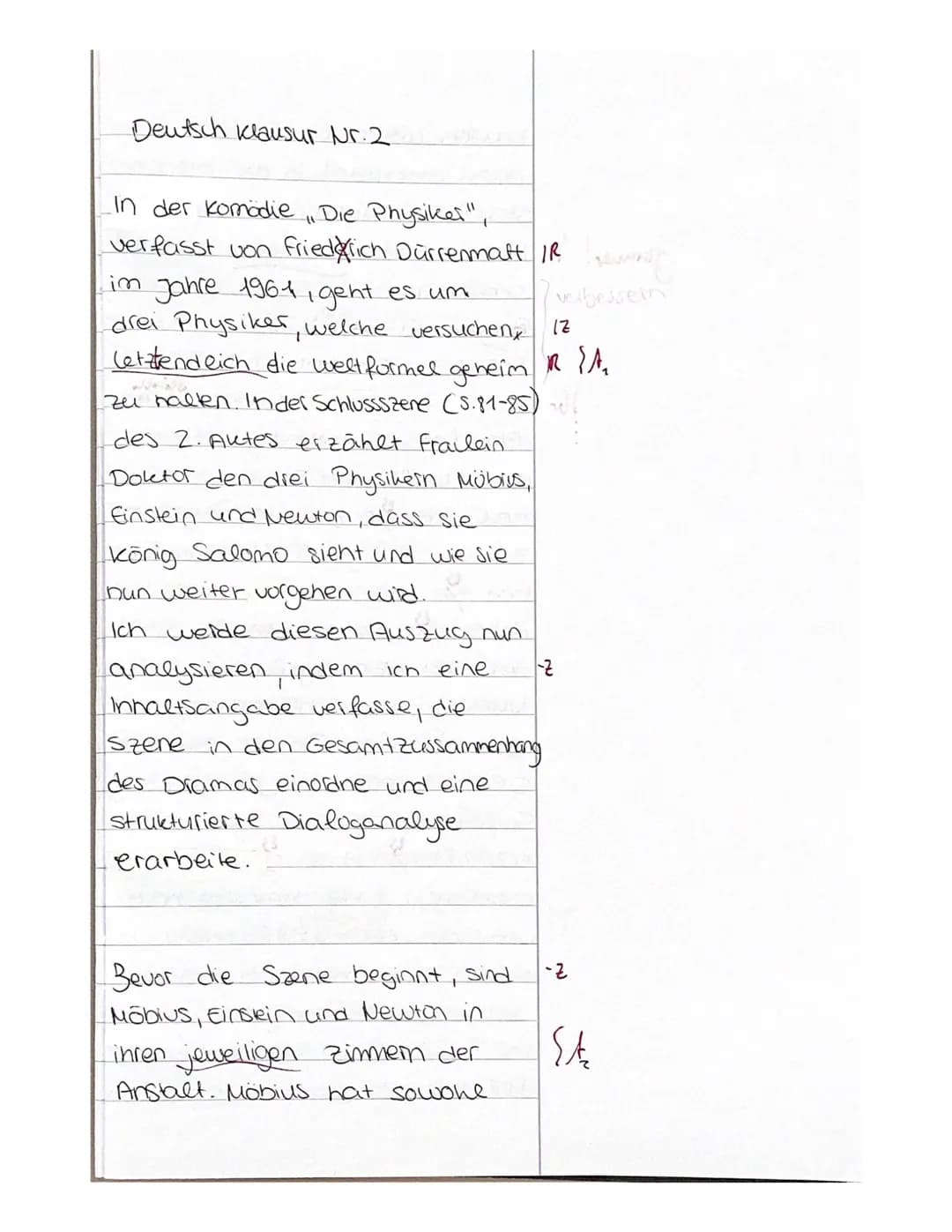 Deutsch GK 11
Thema: Gesellschaftliche Verantwortung und ihre Darstellung in dramatischen Texten am
Beispiel ,,Die Physiker" von Dürrenmatt 