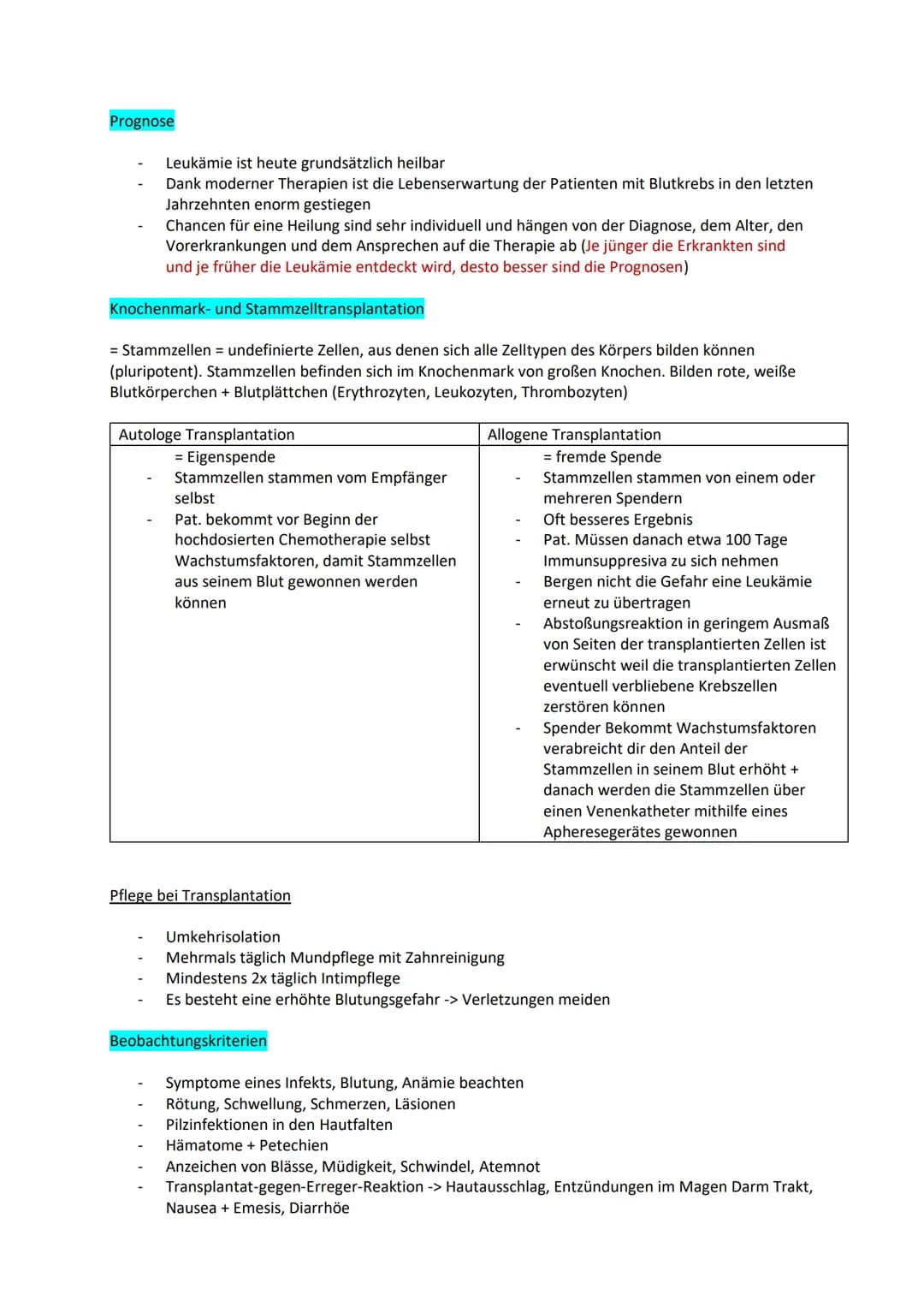 Examensthema: Leukämie
Gliederung
Definition
Symptome
Entstehungsfaktoren
Epidemiologie
Diagnostik
Formen
Therapie
Prognose
Knochenmark + St