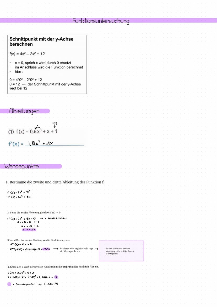 PQ-Formel
1. Funktion umformen,
sodass vor dem x keine Zahl
mehr steht.
2. p und q dann in die
Formel eintragen und im
Taschenrechner ausrec