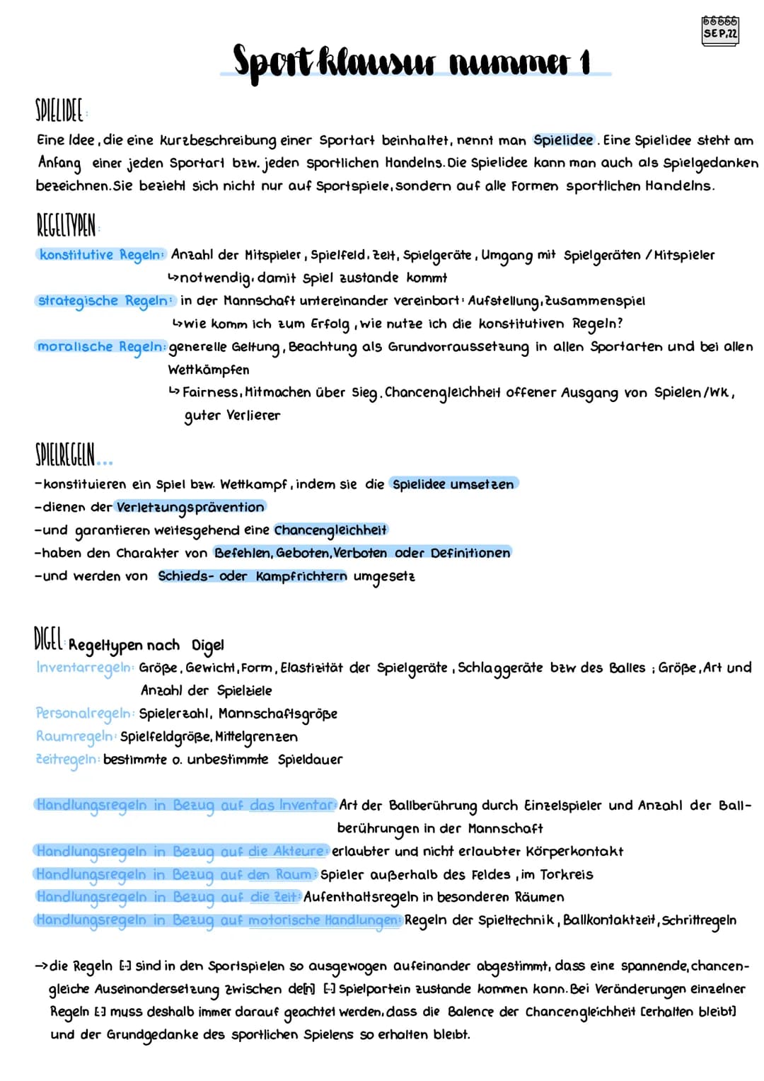 Sport klausur nummer 1
SPIELIDEE
Eine Idee, die eine kurzbeschreibung einer Sportart beinhaltet, nennt man Spielidee. Eine Spielidee steht a