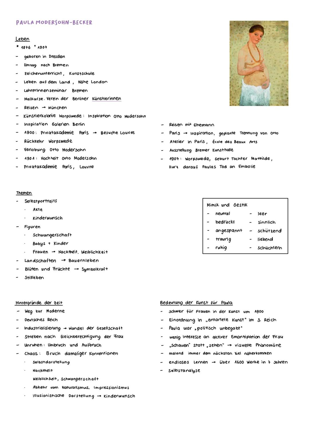 PAULA MODERSOHN-BECKER

Leben
* 1876 *1907

- geboren in Dresden
- Umzug nach Bremen
- Zeichenunterricht, Kunstschule
- Leben auf dem Land, 
