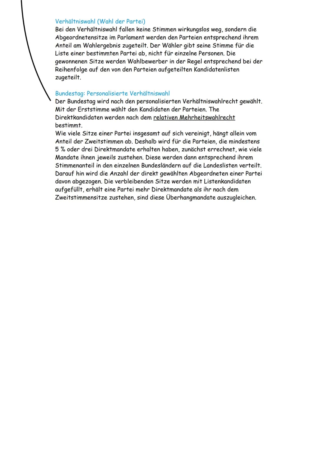 Das Wahlsystem in Deutschland
Wer wählt wen?
Mit den zwei Kreuzen auf dem Wahlzettel wählen die Bürger die
Abgeordneten des Bundestags, nich