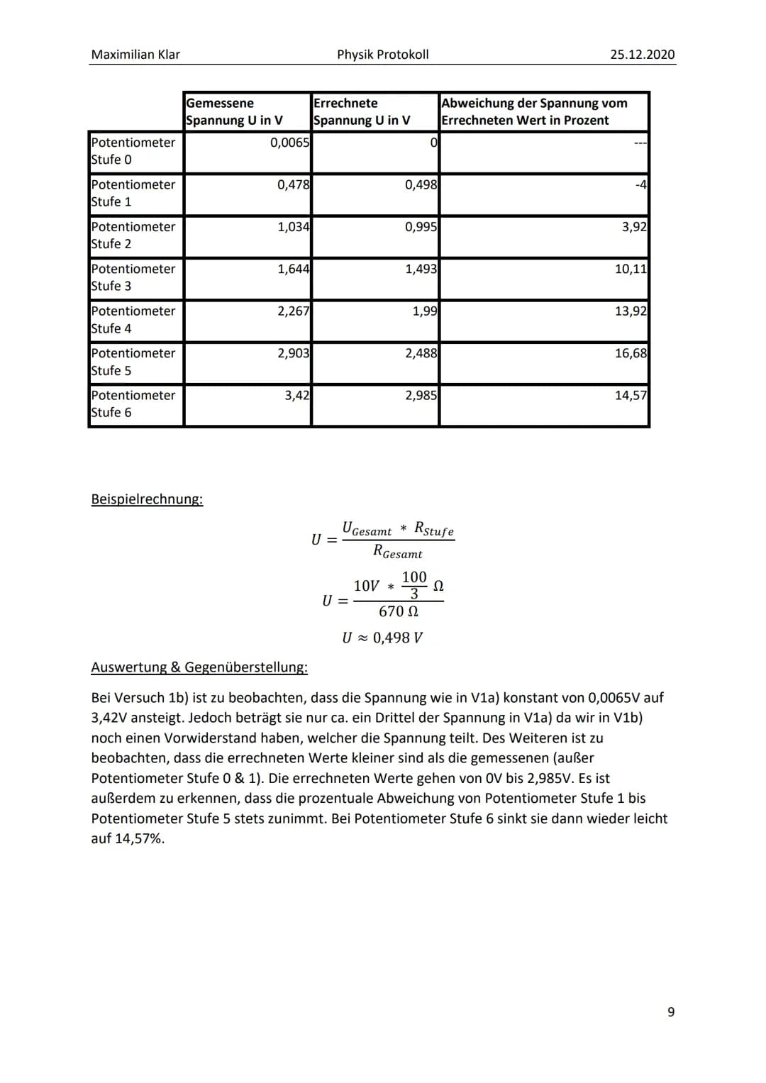 PROTOKOLL ZU
SPANNUNGSTEILERN Maximilian Klar
Inhalt
1. Grundlagen / Theorie:
2. Versuchsdurchführung:..
Versuch 1:.
a) Potentiometerschaltu