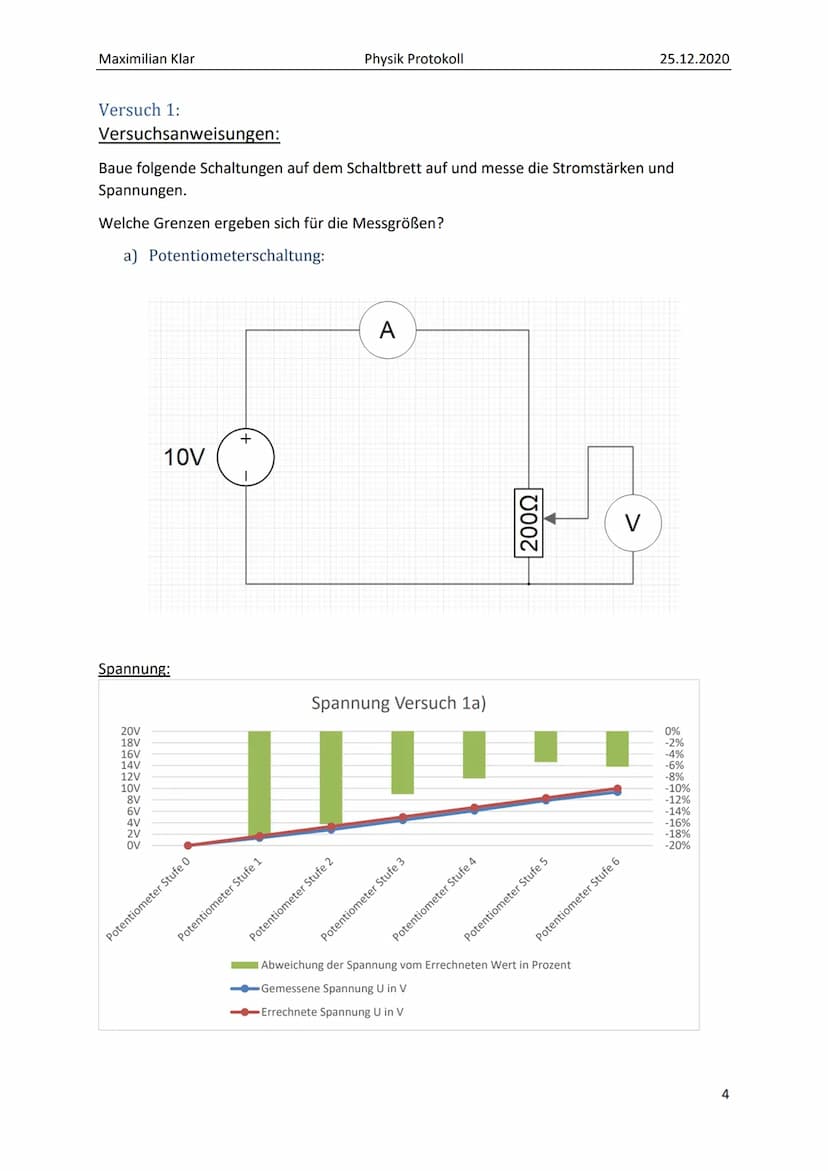 PROTOKOLL ZU
SPANNUNGSTEILERN Maximilian Klar
Inhalt
1. Grundlagen / Theorie:
2. Versuchsdurchführung:..
Versuch 1:.
a) Potentiometerschaltu