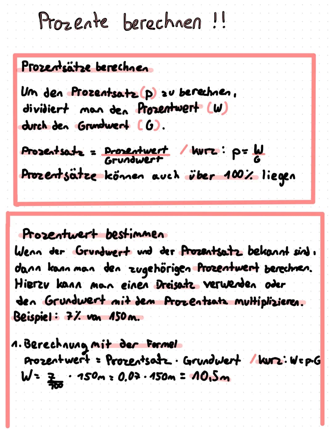 Prozente berechnen !!
Prozentsätze berechnen
Um den Prozentsatz (p) zu berechnen,
dividiert man den Prozentwert (W)
durch den Grundwert (G).