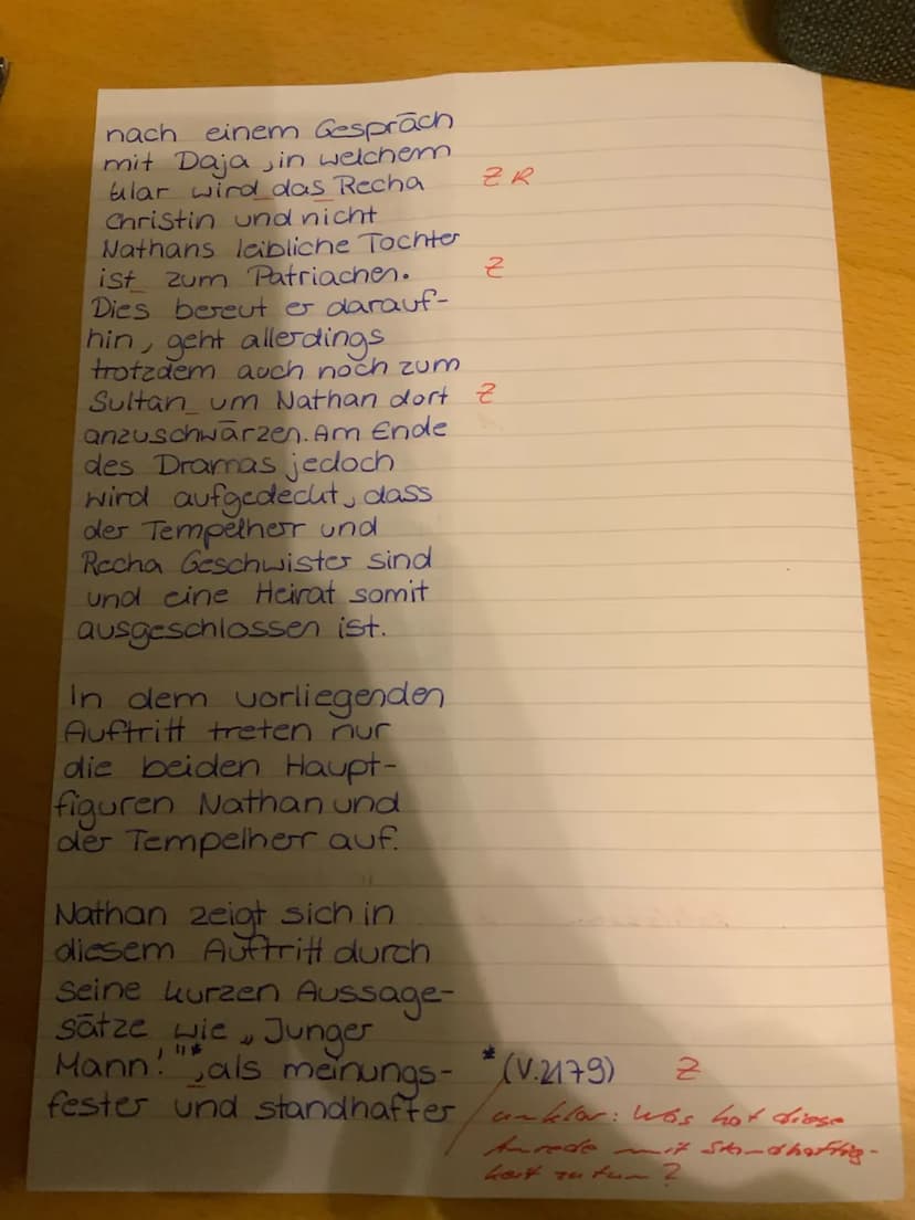 bessen en Häuscht.
ziele der Figuren.
Nathan verfolgt das
z Ziel herauszufinden
Was für ein Stauffen"
(V. 2195) der Vater des
R Tempelhorn d
