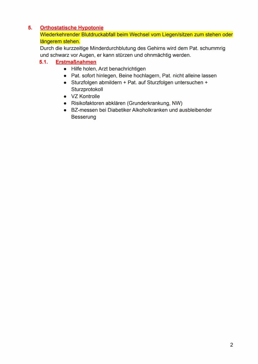 Hypotonie
1. Definition
Dauerhafter Blutdruck unter 100/60 mmHg bei gleichzeitigen Beschwerden durch
die Minderdurchblutung der peripheren G