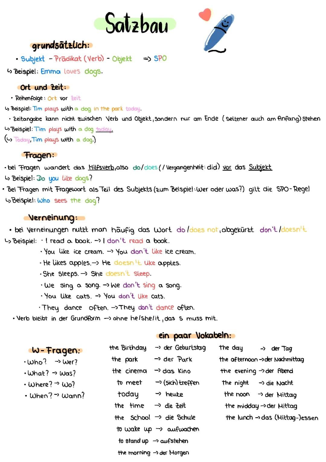 Satzbau Englisch