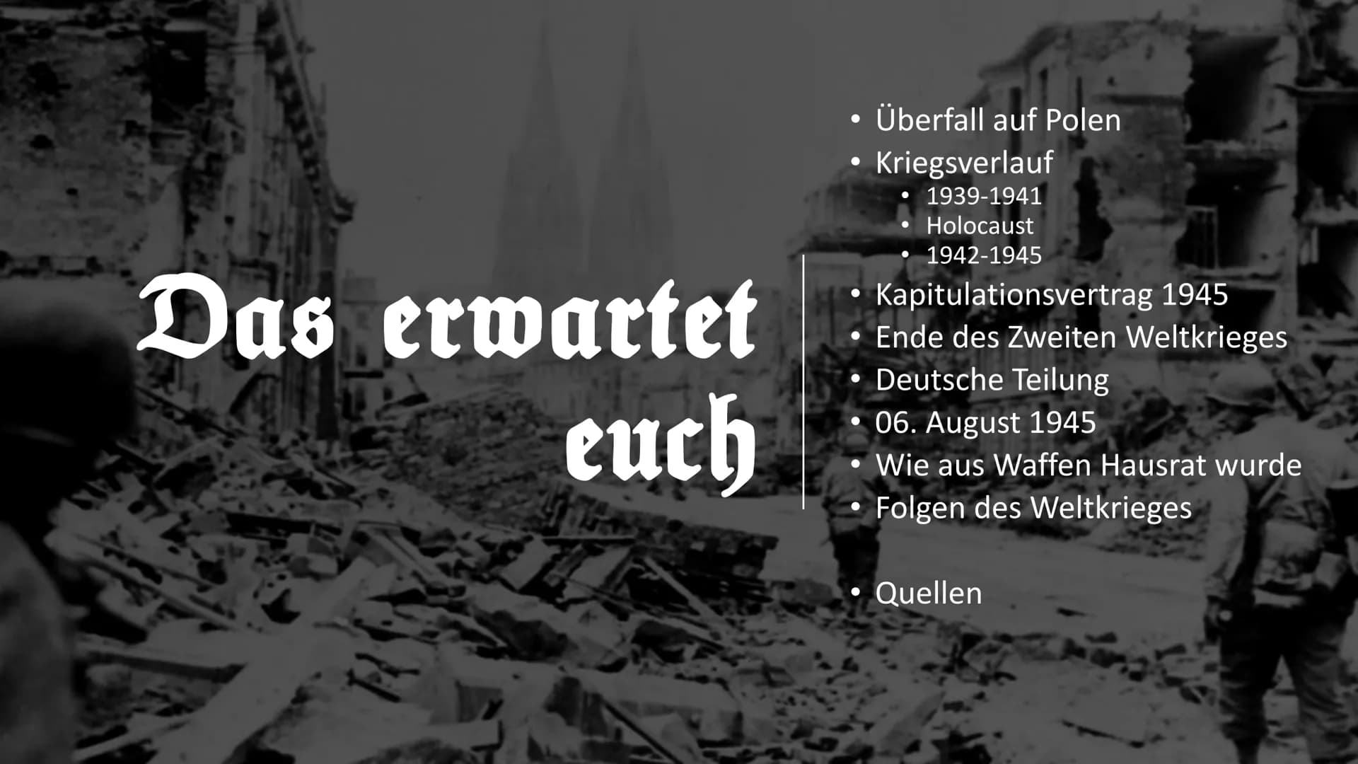 Der Zweite Weltkrieg Der zweite Weltkrieg
1939
03.09. Kriegserklärung Großbritanniens und
Frankreichs an Deutschland
Oktober/November: Vertr