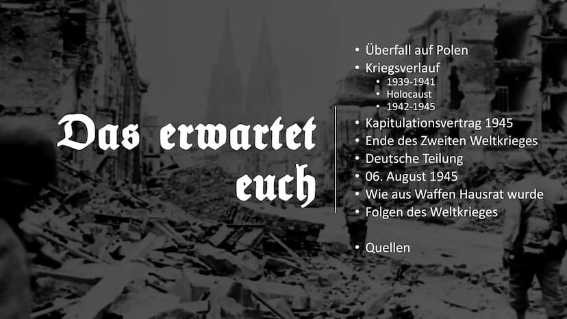 Der Zweite Weltkrieg Der zweite Weltkrieg
1939
03.09. Kriegserklärung Großbritanniens und
Frankreichs an Deutschland
Oktober/November: Vertr