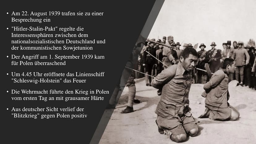 Der Zweite Weltkrieg Der zweite Weltkrieg
1939
03.09. Kriegserklärung Großbritanniens und
Frankreichs an Deutschland
Oktober/November: Vertr