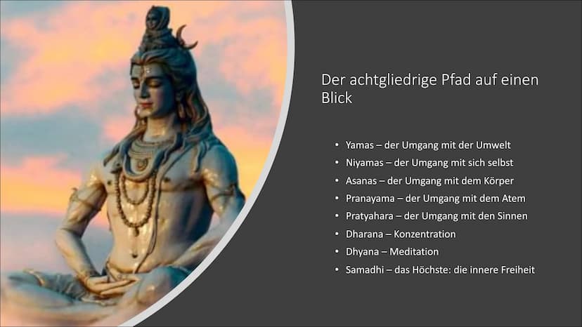 YOGA
W WAS IST YOGA?
▪ Oberbegriff für eine Vielzahl von
körperlichen und geistigen Übungen
▪ Übersetzt bedeutet das Sanskrit-Wort
Yoga u.a.
