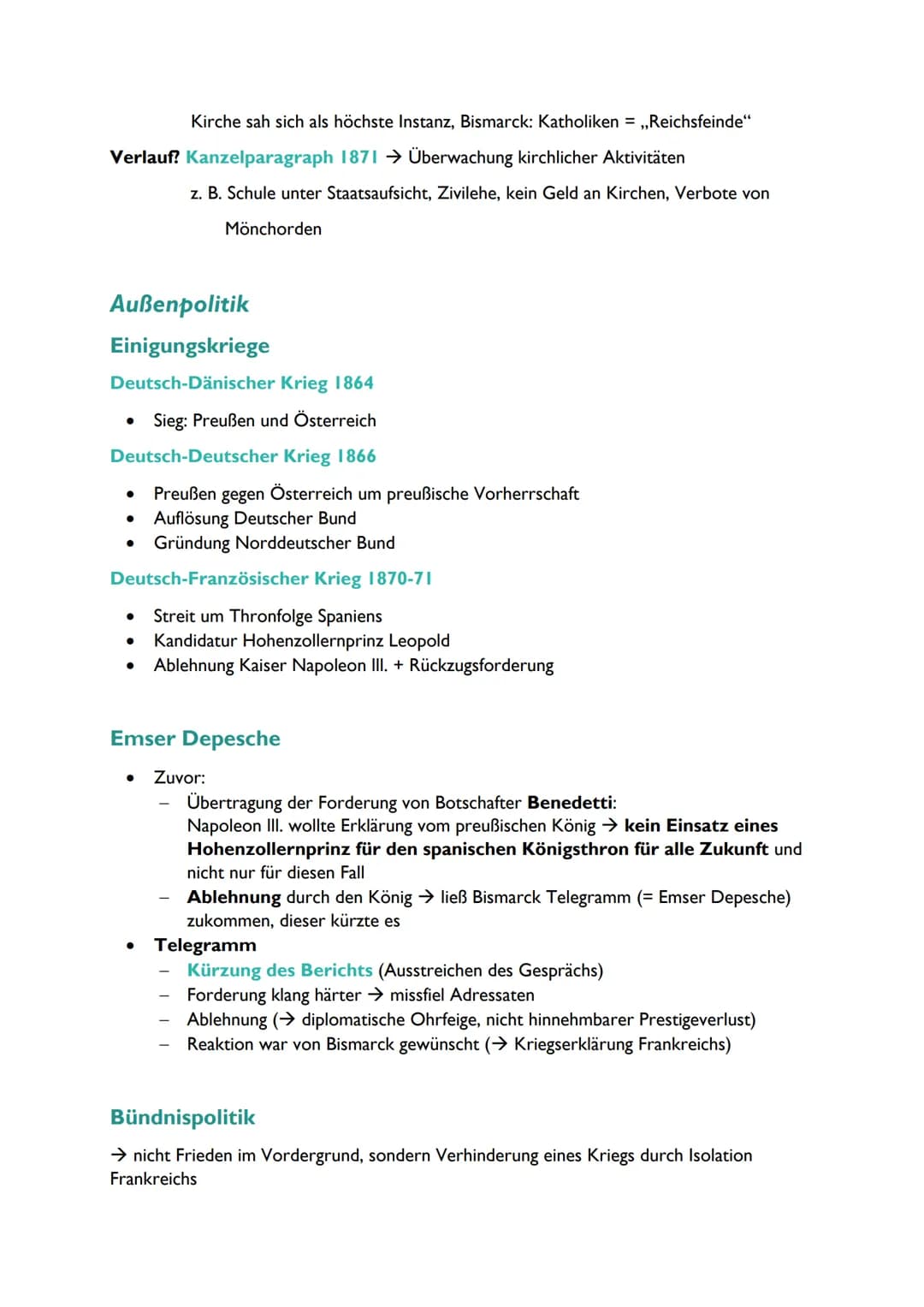 LERNZETTEL
OTTO VON BISMARCKS LEISTUNGEN
GESCHICHTE UND POLITISCHE BILDUNG
Politische Ämter Bismarcks
1847-48 Mitglied des vereinigten Landt