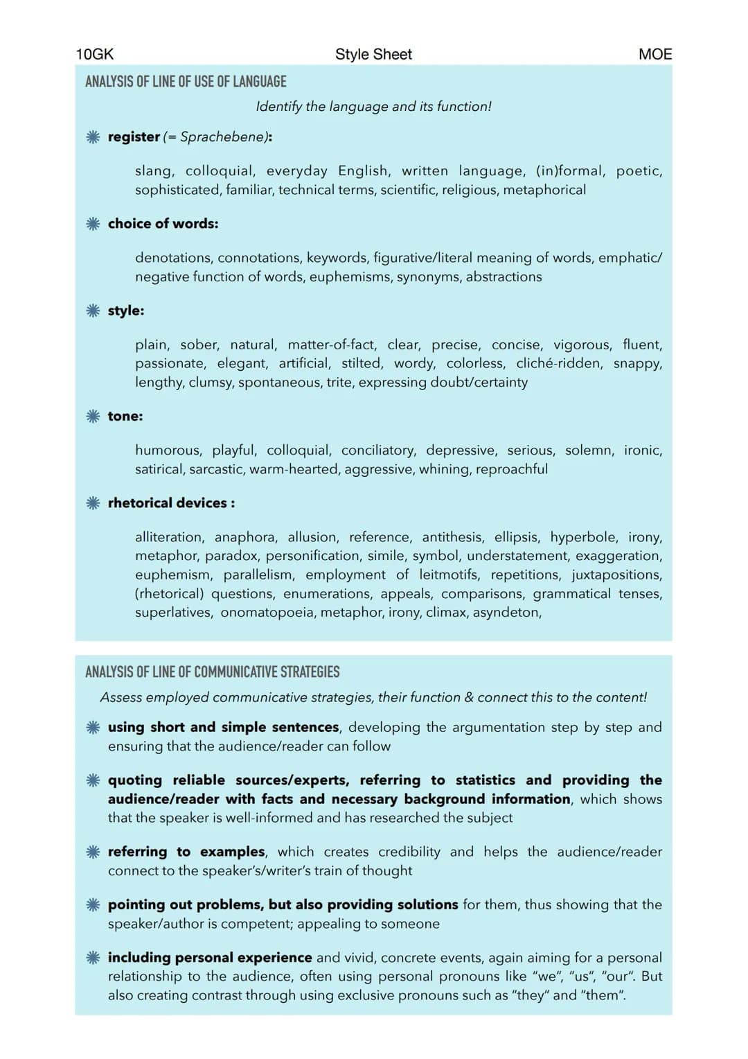 10GK
DEALING WITH A NON-FICTIONAL TEXT
Style Sheet
ANALYSIS OF A NON-FICTIONAL TEXT (ANALYSIS)
SUMMARIZE THE TEXT WITH REGARD TO THE FOCUS G
