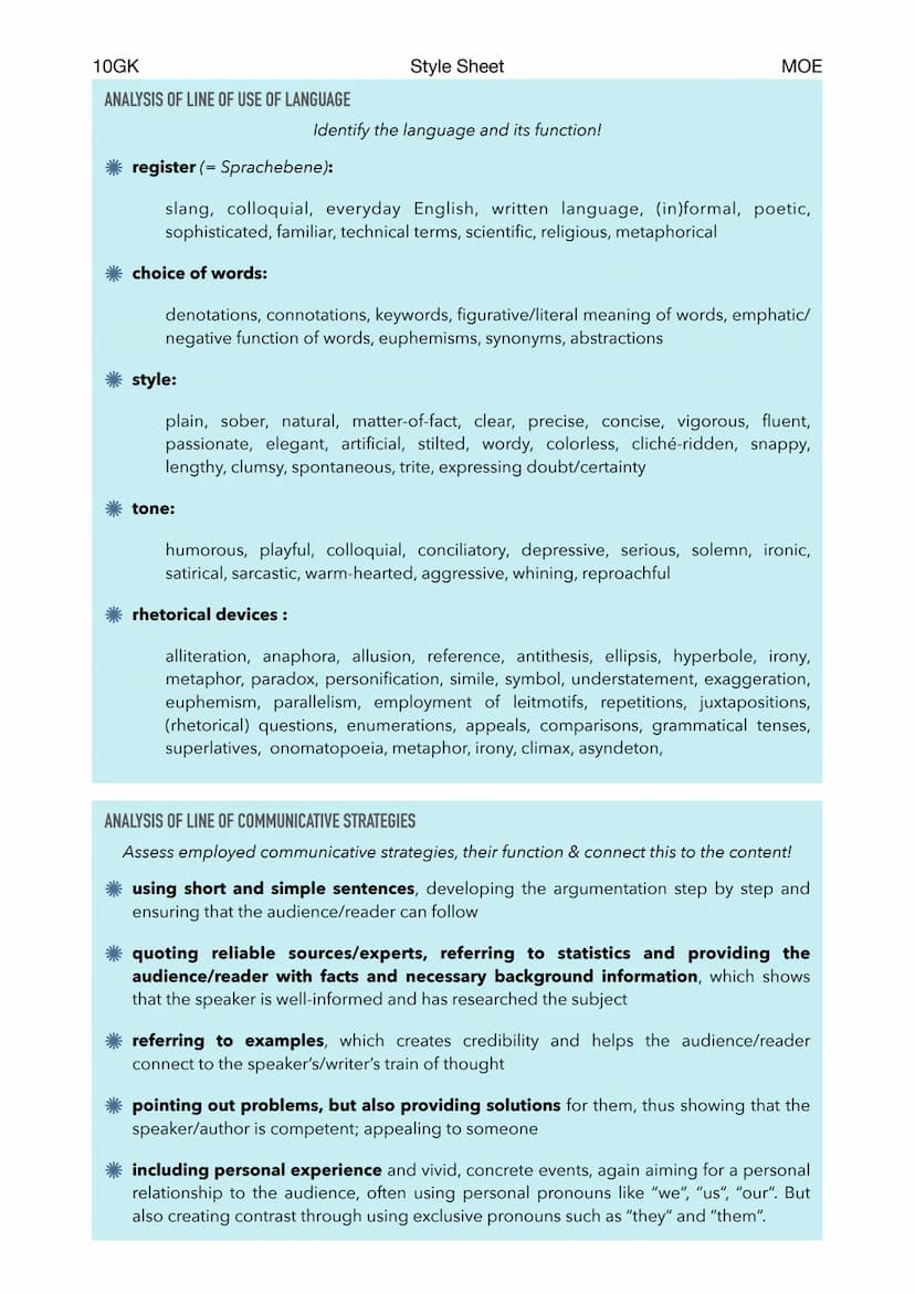 10GK
DEALING WITH A NON-FICTIONAL TEXT
Style Sheet
ANALYSIS OF A NON-FICTIONAL TEXT (ANALYSIS)
SUMMARIZE THE TEXT WITH REGARD TO THE FOCUS G
