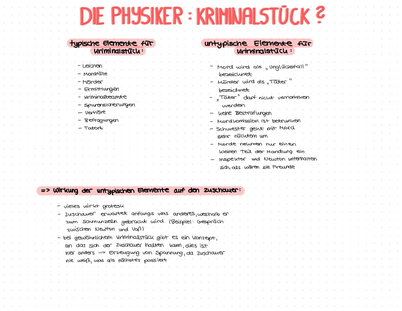 DIE PHYSIKER: KRIMINALSTÜCK ?
typische Elemente für
Kriminalstuch:
Leichen
Mordfalle
zum
-Mörder
Ermittlungen
Kriminalbeamte
- spurensicheru