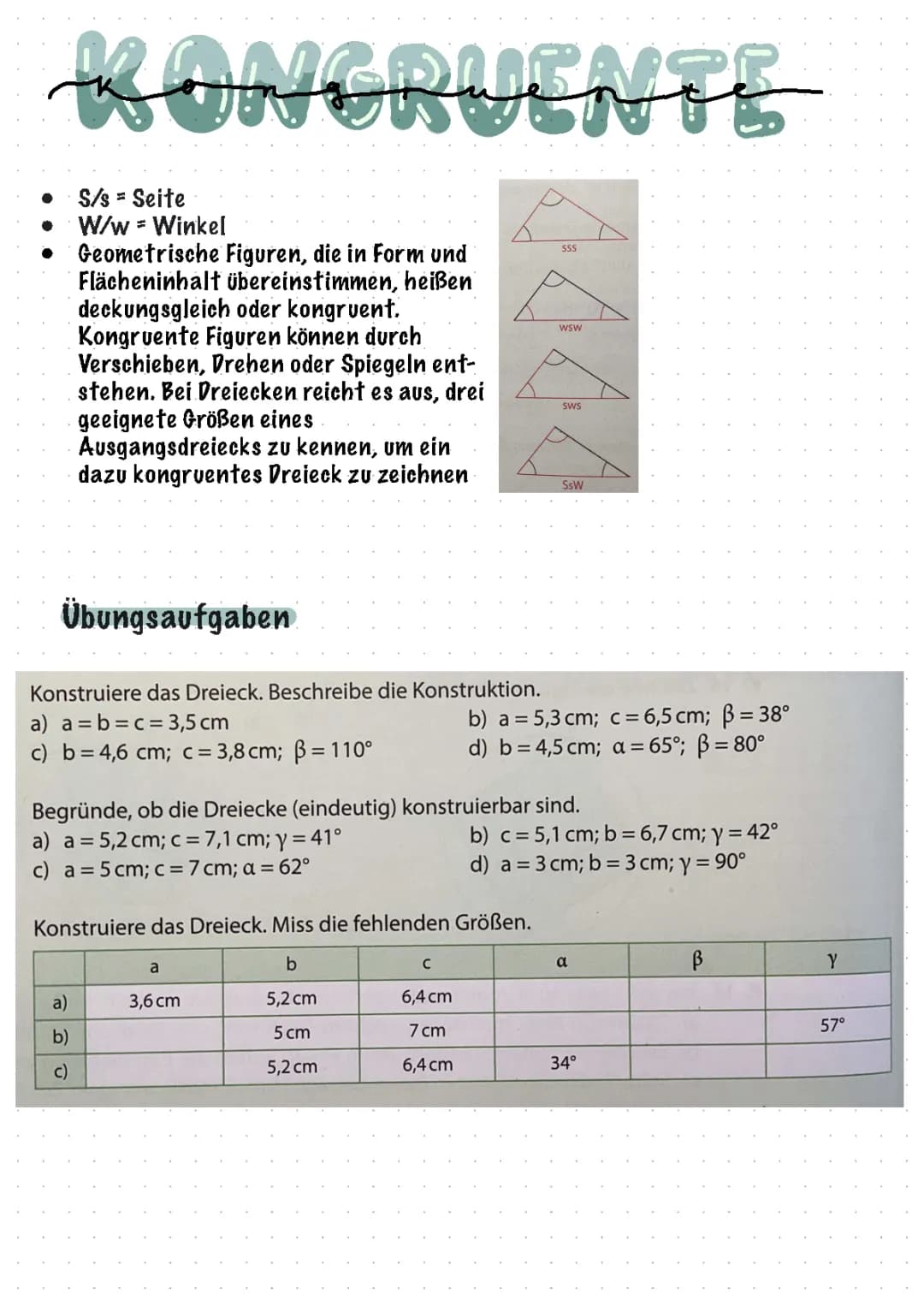 Kongruenzsätze Erklärung und Übung 