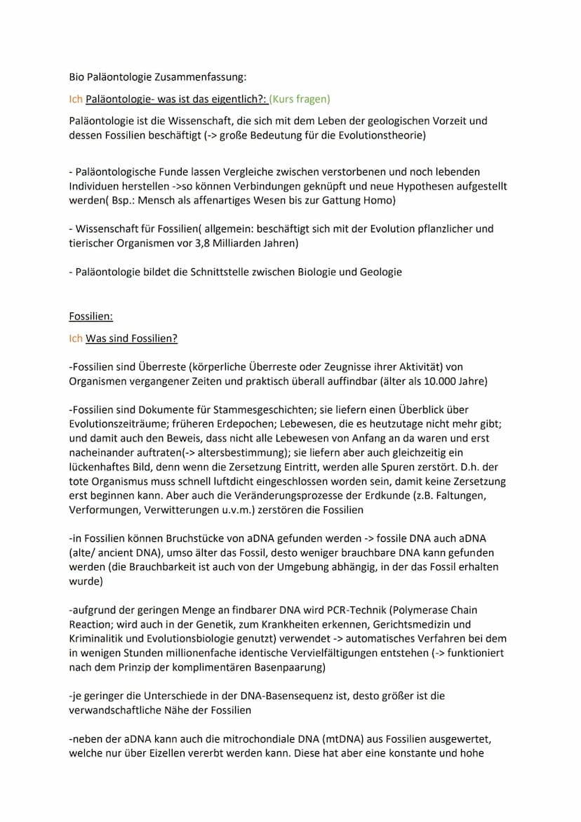 Paläontologie
Die Wissenschaft der vergangenen Erdzeitalter und dessen Überreste Bio Paläontologie Zusammenfassung:
Ich Paläontologie- was i