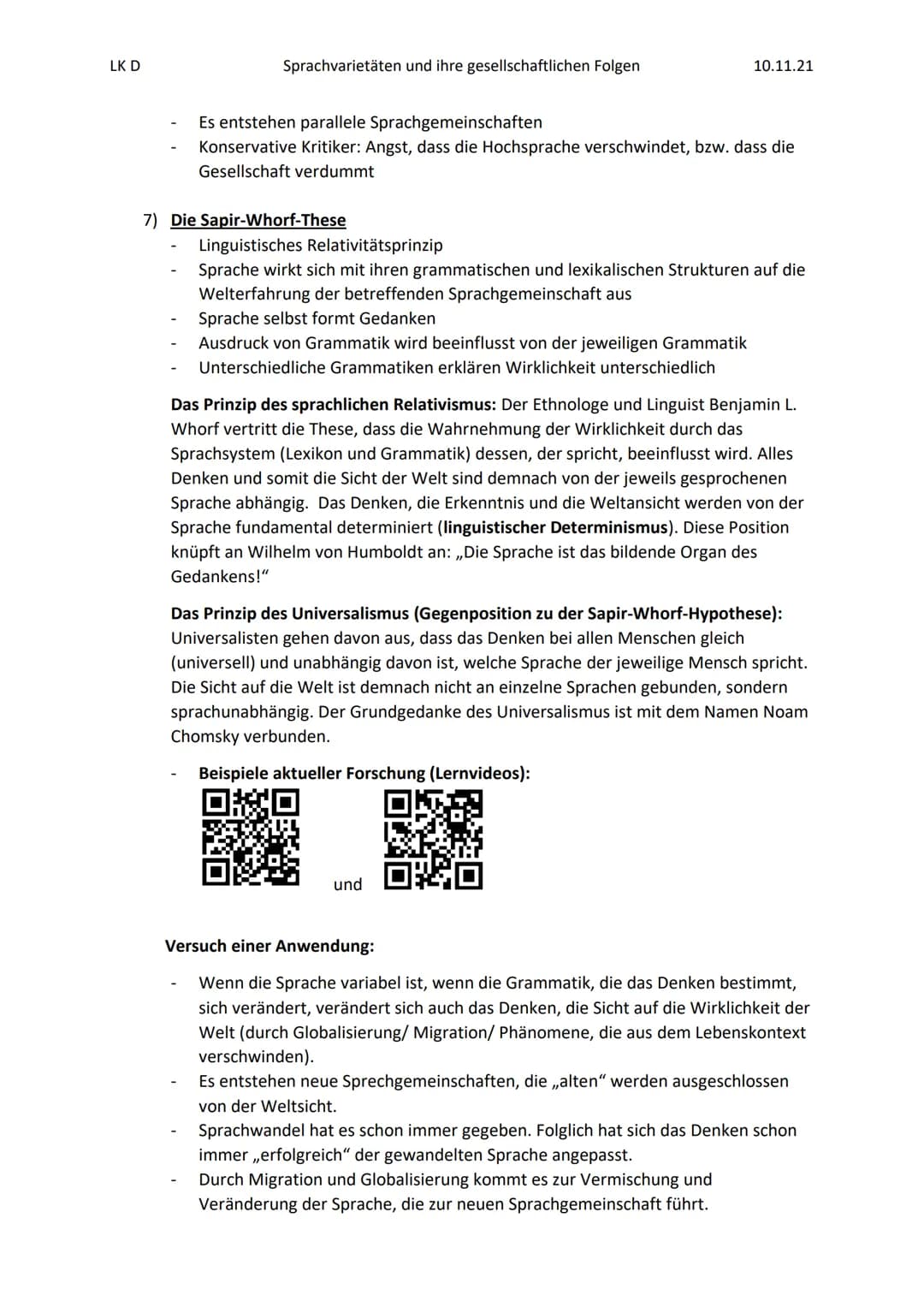 LK D
Sprachvarietäten und ihre gesellschaftlichen Folgen
Handout bzw. Zusammenfassung
1) Materialgestütztes Schreiben (Aufgabentyp IV)
2) Sp