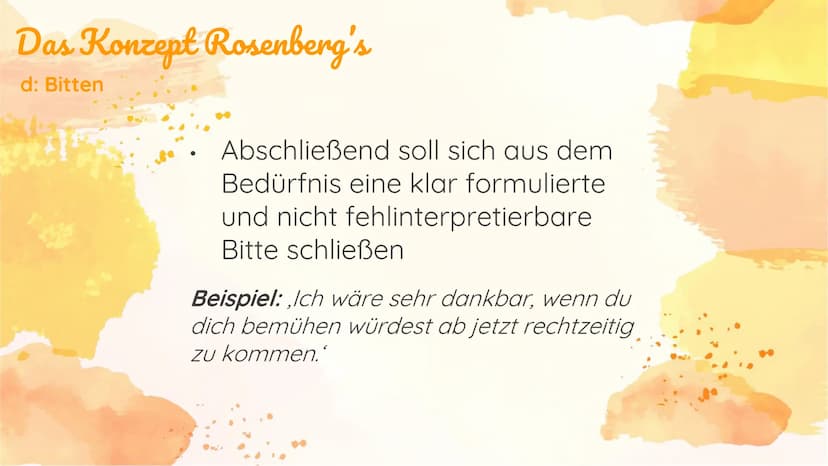Gewaltfreie
Kommunikation Struktur
1) Marschall B. Rosenberg
2) Das Konzept Rosenberg's
a) Beobachtung
b) Gefühl
c) Bedürfnis
d) Bitten
3) F