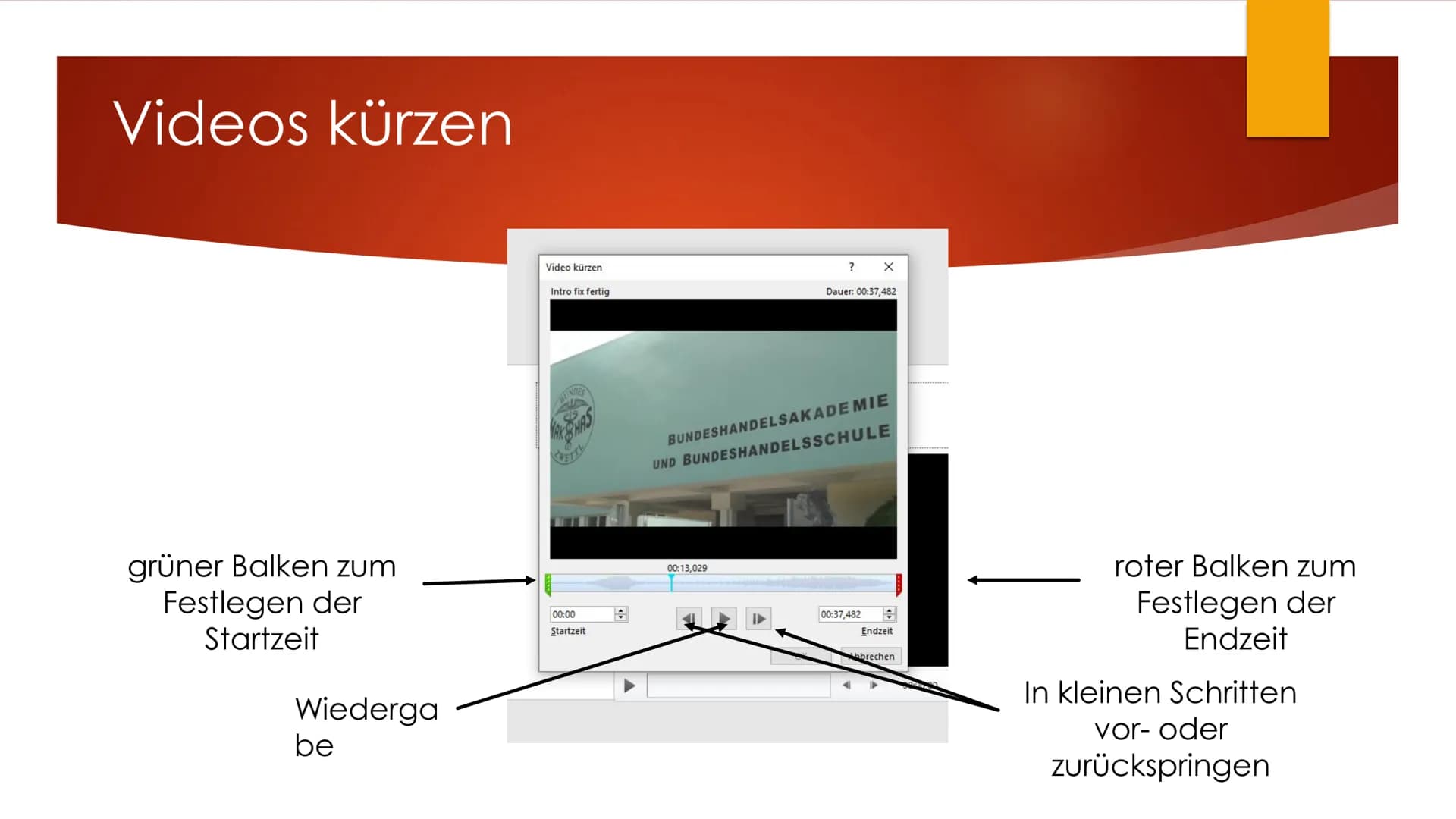 Power Point
FÜR FORTGESCHRITTENE Onlinevideos einfügen
Voraussetzung: Internetverbindung während Präsentation
1. Registerkarte Einfügen
2. V