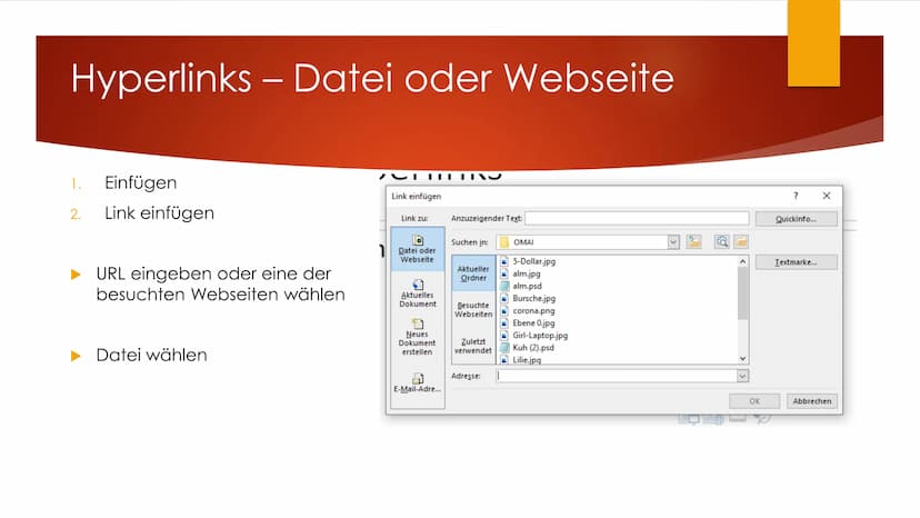 Power Point
FÜR FORTGESCHRITTENE Onlinevideos einfügen
Voraussetzung: Internetverbindung während Präsentation
1. Registerkarte Einfügen
2. V