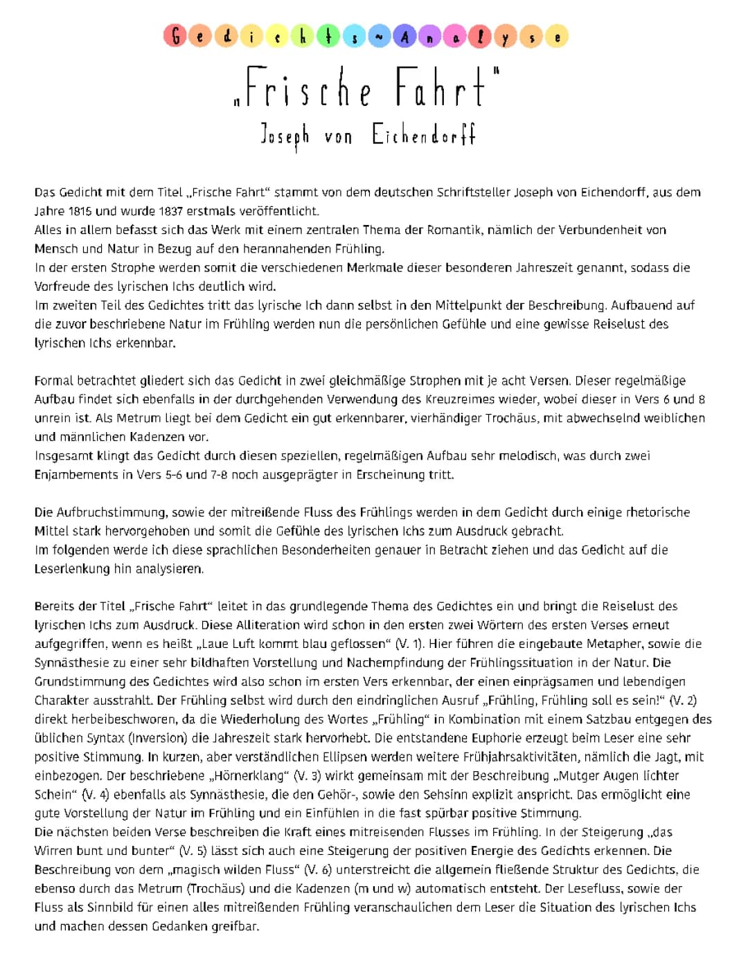 „Frische Fahrt“ (Gedichtanalyse)