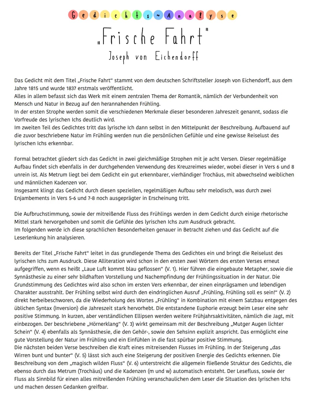 Gedi C
A
a
1 У
„Frische Fahrt"
Joseph von Eichendorff
Das Gedicht mit dem Titel ,,Frische Fahrt“ stammt von dem deutschen Schriftsteller Jos