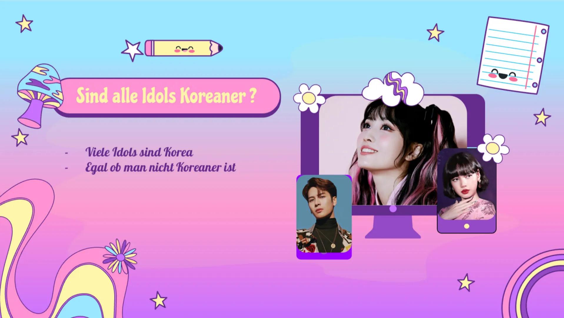 O
O
lo
K-Pop
Koreanische Pop Musik
Von Mariam Al Nasser 01
02
K-Pop
-K-pop Kultur
Inhaltsverzeichnis ✩
K-Pop fragen
-was ist Typisch für K-p