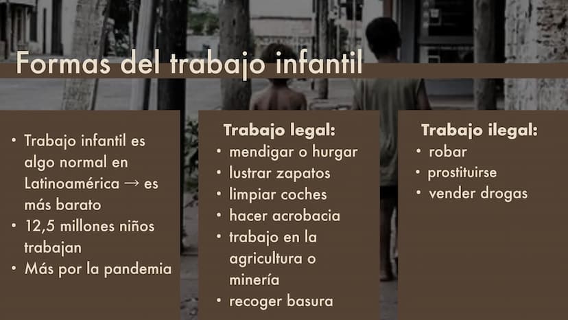 LOS NIÑOS
DE LA CALLE
Una presentación de
Jenny y Max 01
Informaciones Generales
04
Formas del Trabajo infantil
Sumario
02
Características e
