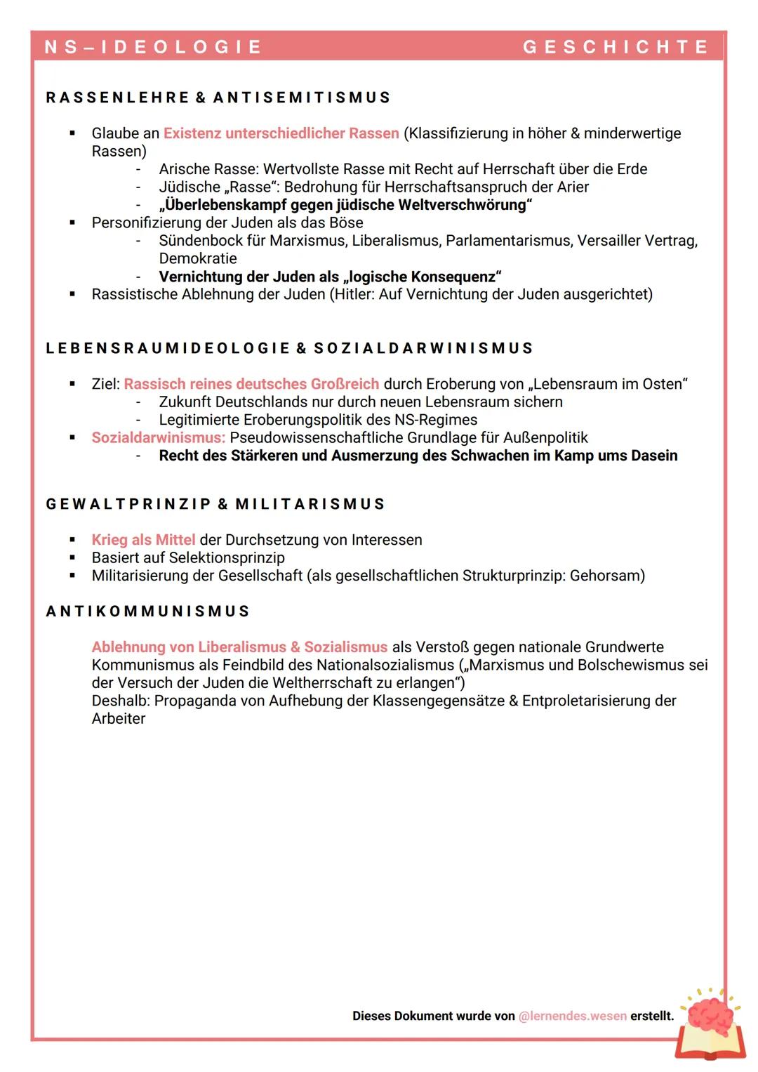 NS-IDEOLOGIE
Herrschaft durch Propaganda der Ideologien & Terror
Beschränkung der
Zugehörigkeit auf
wertvolle ,,arische"
Deutsche (Exklusion