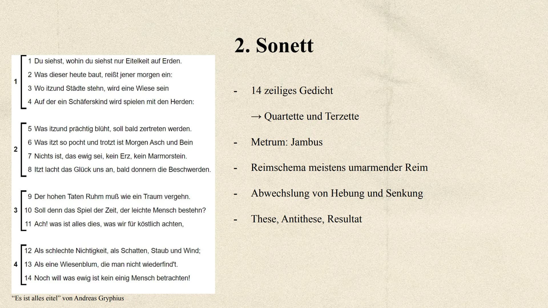 spellin
Barock und Sonett
hoone Inwiefern besteht eine Affinität zwischen dem
literarischen Barock und der lyrischen Gattung
Sonett? 1.
Baro