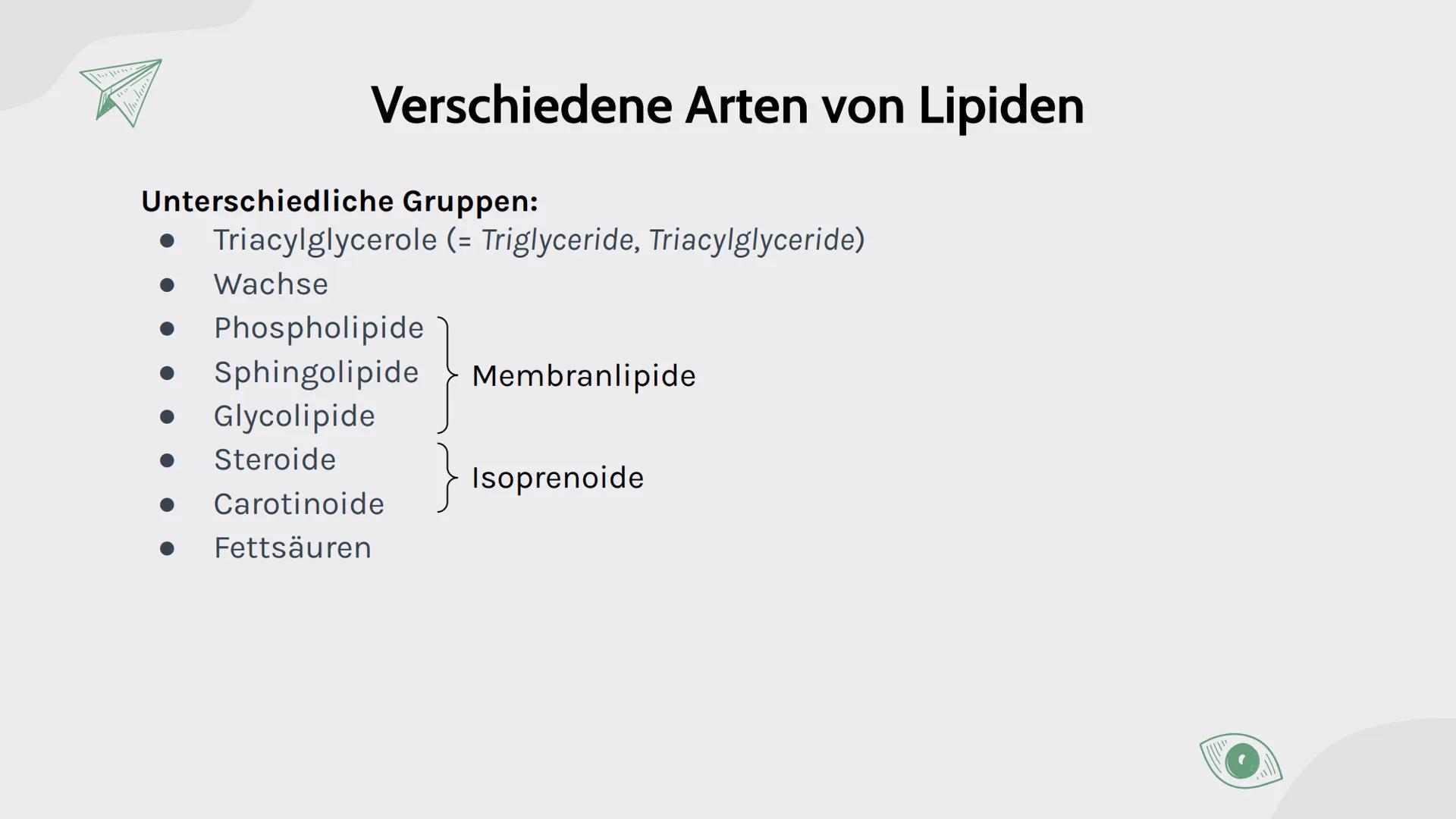 D
B
C
K
Lipide
von Maja, Sarah, Carla, Johanna und Assia
$A+B=C$ A+B=C

# Inhalt

01

# Lipide

- Was ist das?
- Verschiedene Arten
- gesätt