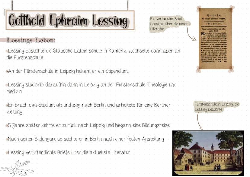 Gotthold Ephraim Lessing
Grundlegende Infos über Lessing:
Name: Gotthold Ephraim Lessing
Geboren: 22.01.1729 in Kamenz
Gestorben: 15.02.1781