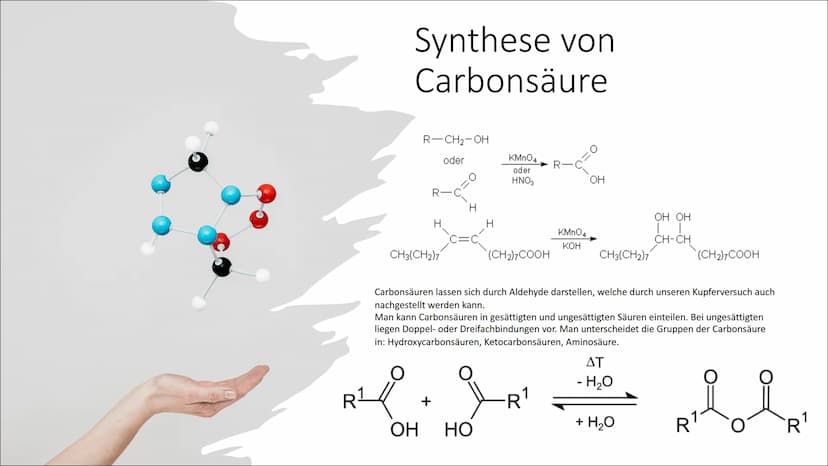 000
O
Oo
Carbonsäure
Von Paula, Sarah, Victoria,
Celine, Malte Inhaltsverzeichnis
●
●
●
●
●
Funktionelle Gruppe
Synthese
Anwendung + (Herste
