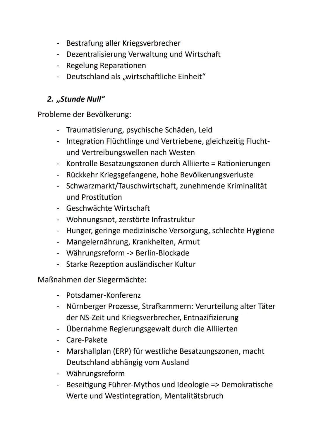 Nachkriegszeit/Deutschland nach 1945
1. Verlauf nach dem Krieg
9. Mai: bedingungslose Kapitulation Deutsches Reich
Folgen des Krieges:
-
Men