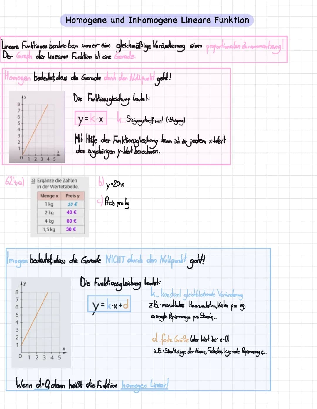 Homogene und Inhomogene Lineare Funktion