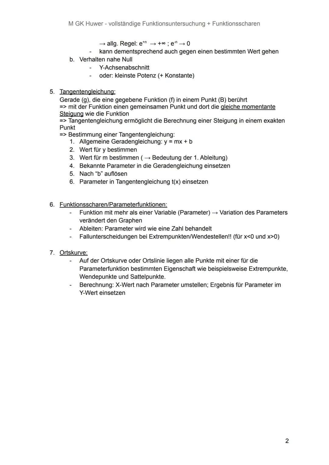 M GK Huwer - vollständige Funktionsuntersuchung + Funktionsscharen
Handout: vollständige Funktionsuntersuchung + Funktionsscharen
1.
Monoton