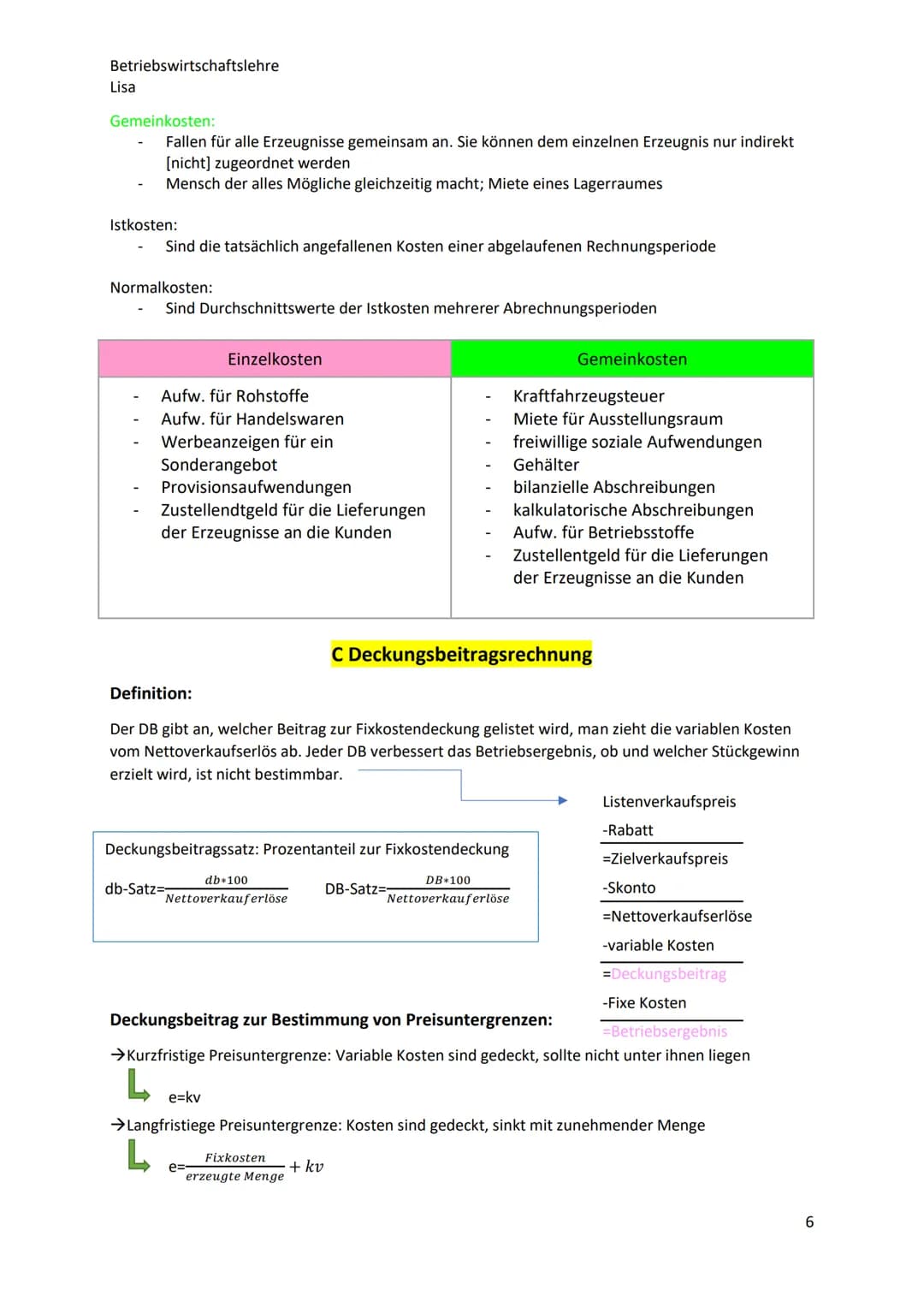 BETRIEBSWIRTSCHAFTSLEHRE
Klausurvorbereitung Betriebswirtschaftslehre
Lisa
Bereiche des Rechnungswesens Übersicht:
Finanzbuchhaltung
Externe