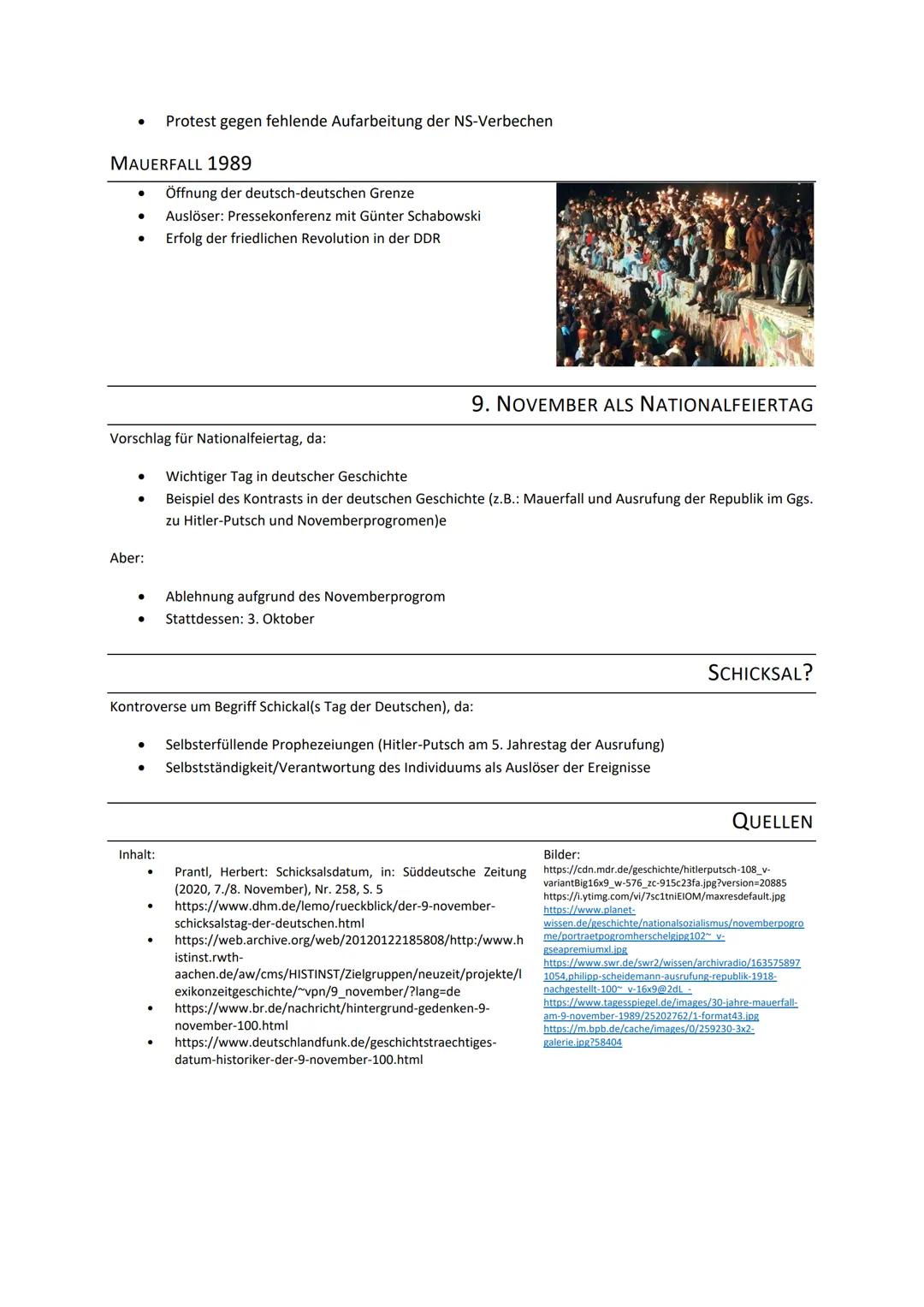 HINRICHTUNG ROBERT BLUMS 1848
●
●
9. NOVEMBER - SCHICKSALSTAG DER
AUSRUFUNG DER REPUBLIK 1918
●
prägende Ereignisse junger deutscher Geschic