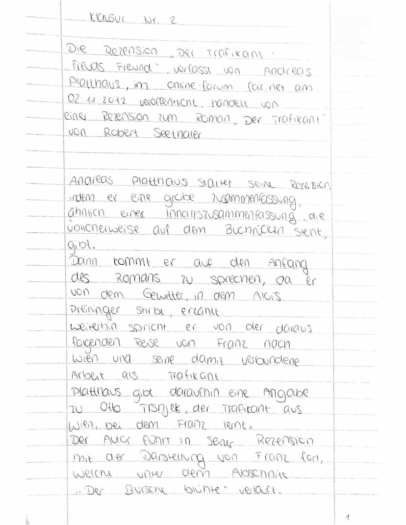 Klausur
Die
Rezension
Freuds Freund", verfasst von
Platthaus, im
Andreas
indem er.
ähnlicn
Joncherweise
02.11 2012 veröffentlicht, handelt
R