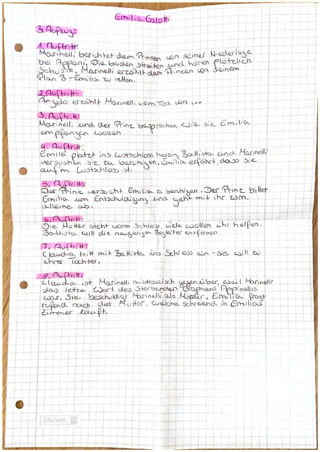 # Emilia Galotti

1. Aufzug

1. Auftritt:
Der Prinz hat in seinen Briefschaften einen Adfers van Emilia
Bruneschi-gewahrt ihn, weil sie Emil