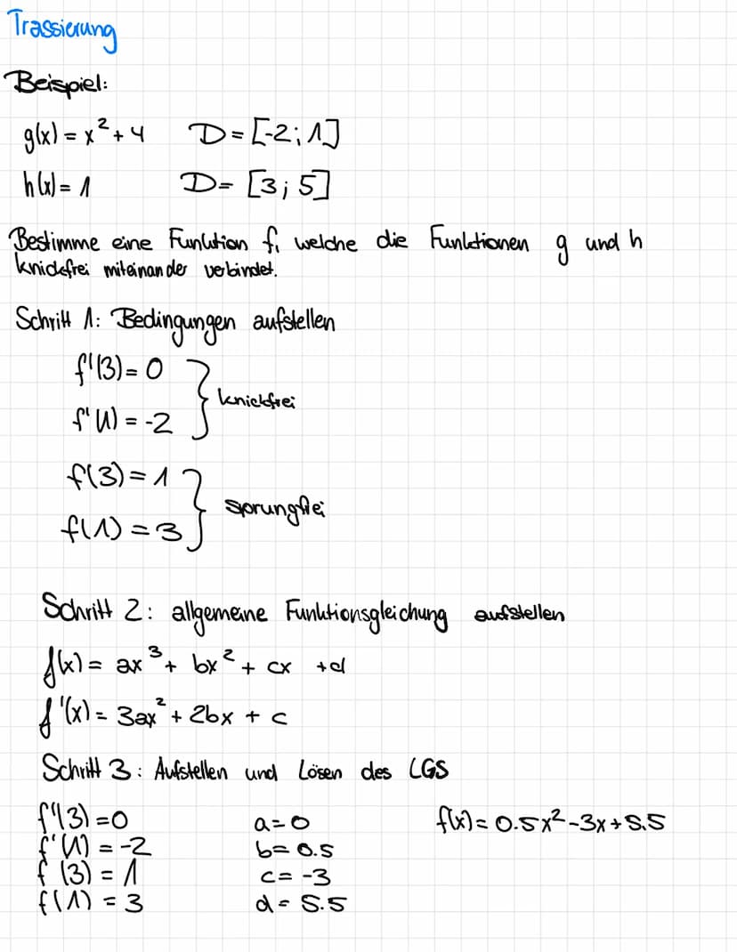 Trassierung
Die mathematische Idee von Trassierungsaufgaben geben off, Stückweise
definierte Funktionsgraphen miteinander zu vorbinden.
Ay
X
