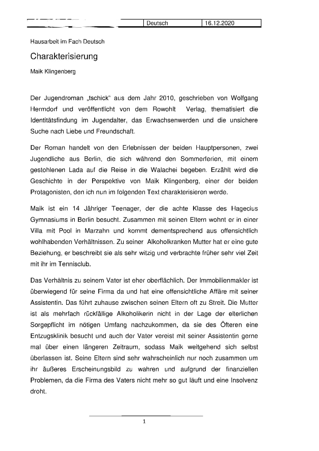 Charakterisierung Maik Klingenberg