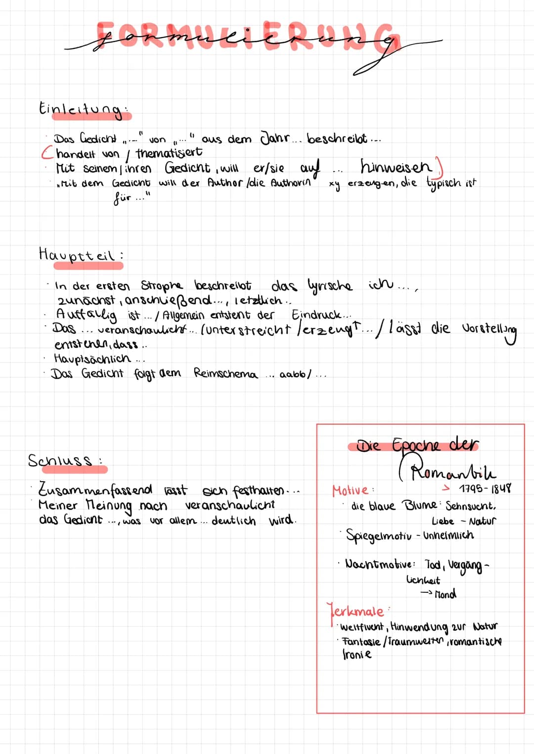 Metrum Jambus: xx
Trochäus: xx
.
Gedichts analysen
Aufbau und Formulierungshilfen
Reimschema:
Daktylus: xxx
Anapäst: xxx
Paarreim: aa 68
Kre