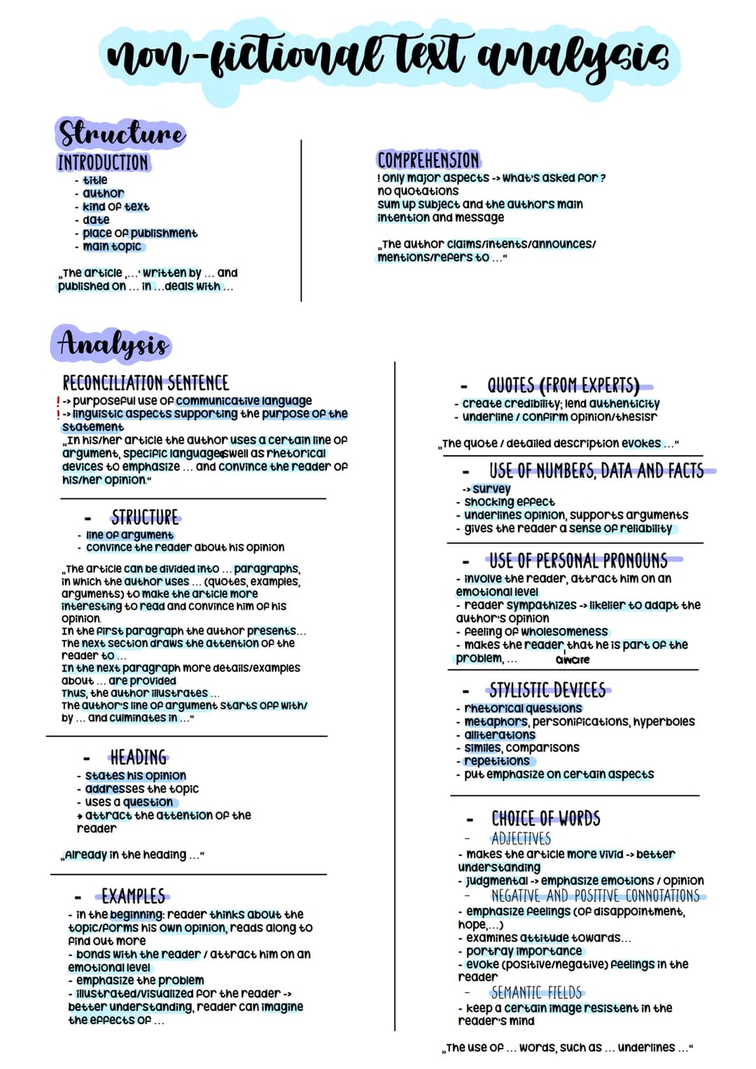 
<h2 id="texttypes">Text Types</h2>
<h3 id="nonfictionaltextanalysis">Non-fictional Text Analysis</h3>
<p>The analysis of non-fictional text