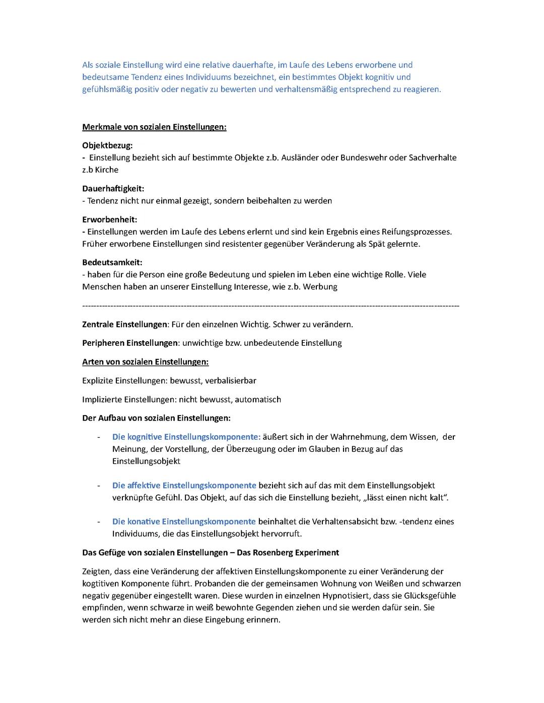 Soziale Einstellung | BPE 12 Pädagogik und Psychologie | Berufliches Gymnasium