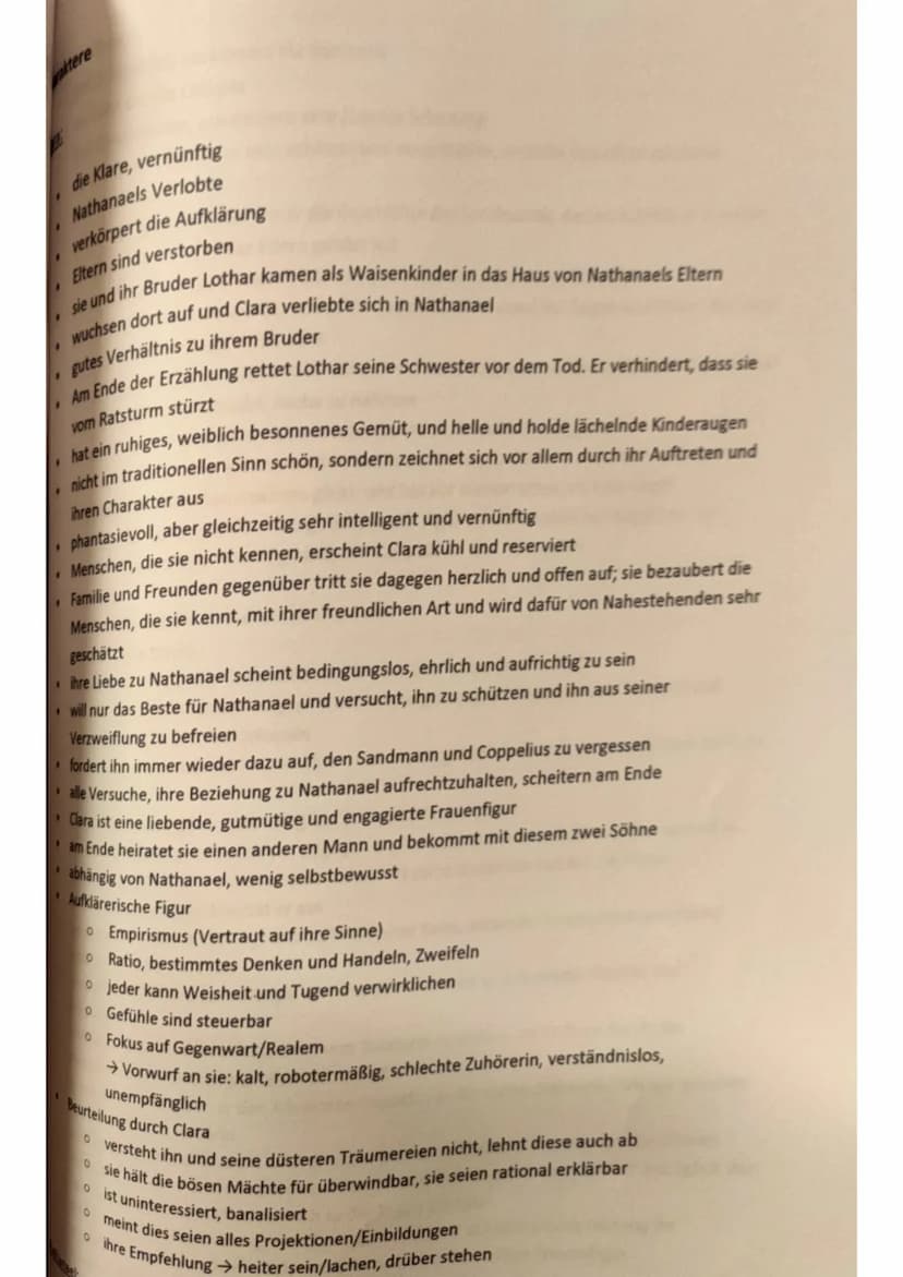 DER SANDMANN
Das Kunstmärchen handelt von dem Studenten Nathanael, der wegen eines Kindheitstrauma
nicht mehr richtig zwischen der Realität 