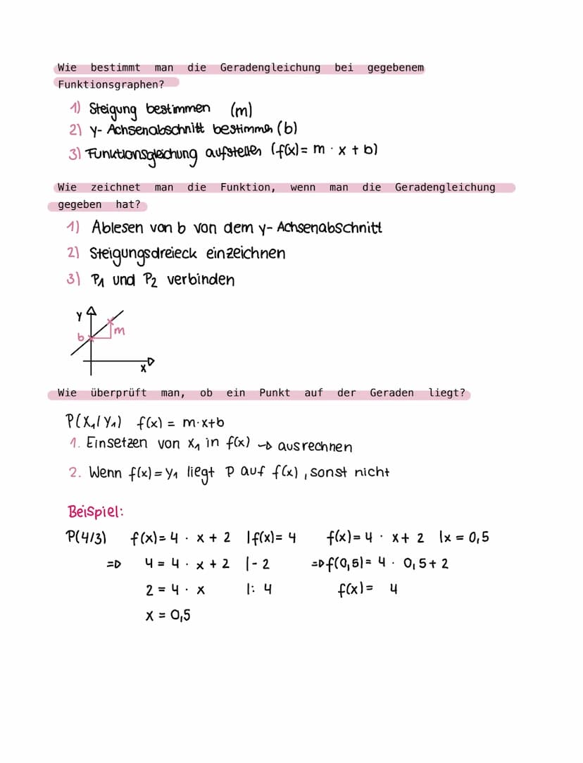 Linerare funktionen
•Refinition
Bei einer linearen Funktion gibt m die Steigung und b den y-Achsenabschnitt an.
f(x)= mx +b
↑
↑
Steigung
mit